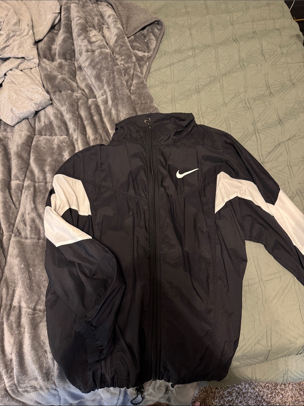 Vintage Style Nike Black and White Track Jacket